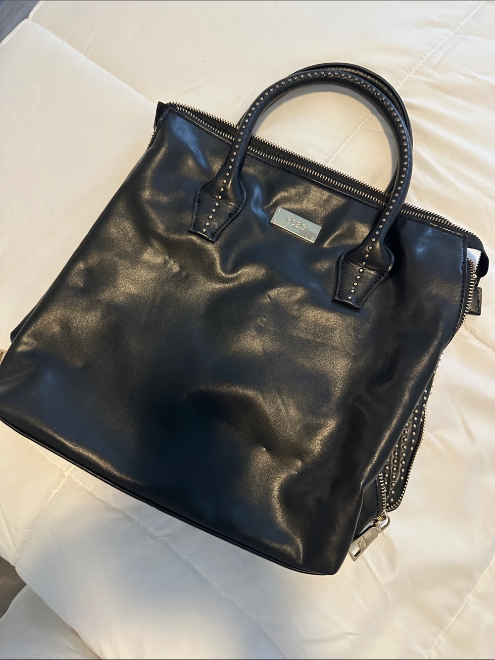BCBG Black Studded Leather Tote